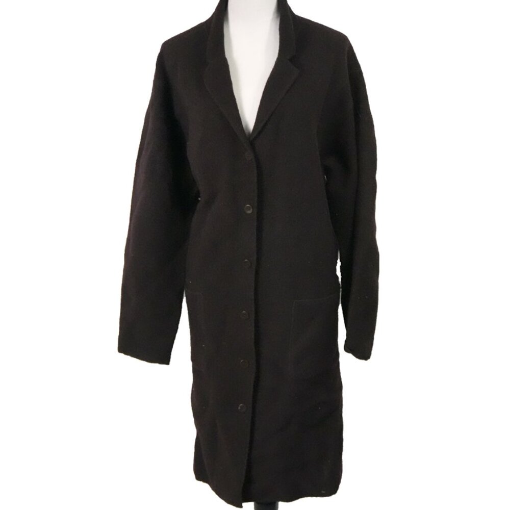 Eileen Fisher Womens 2X Dark Brown 100% Wool Winter Coat House Jacket EUC  This
